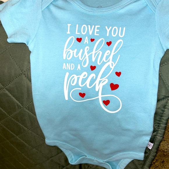 The Honest Company Other - NWOT baby girl onesie HONEST baby blue with whistle and red I LOVE YOU A bushel
